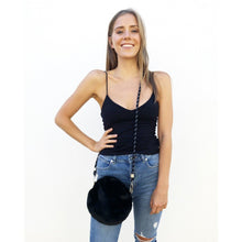 Load image into Gallery viewer, SALE: The Poppy Bag (BLACK) Prene Faux Fur Crossbody Bag